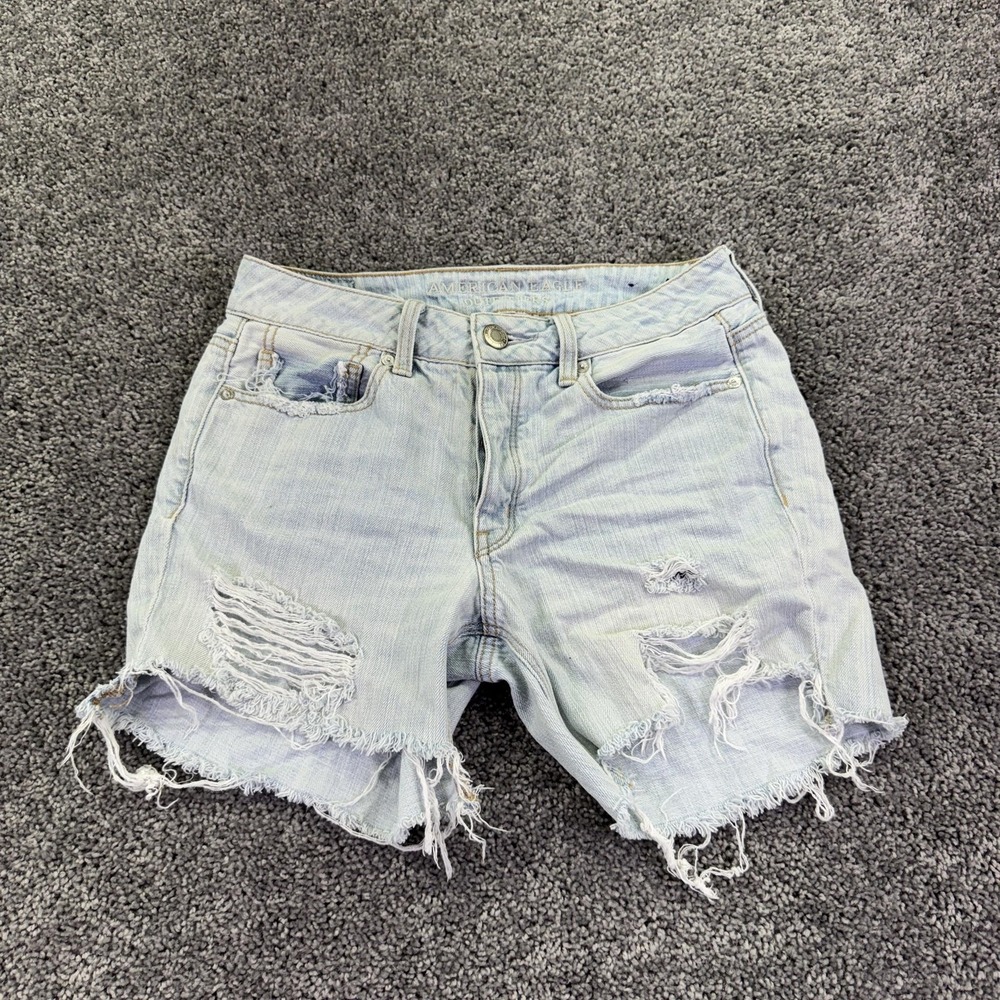 American Eagle Outfitters Shorts Womens 2 Blue Tomgirl Boyfriend Distressed